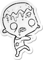 distressed sticker of a cartoon zombie png