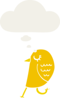 cartoon bird with thought bubble in retro style png