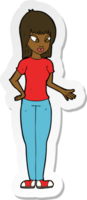 sticker of a cartoon woman explaining png