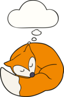 cartoon sleeping fox with thought bubble png