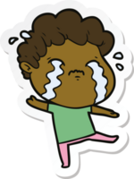 sticker of a cartoon man crying png