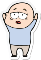 sticker of a cartoon tired bald man png