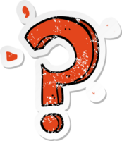 distressed sticker of a cartoon question mark png