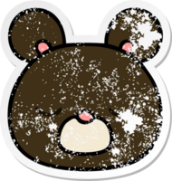 distressed sticker of a quirky hand drawn cartoon bear png