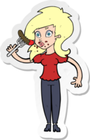 sticker of a cartoon woman eating hotdog png