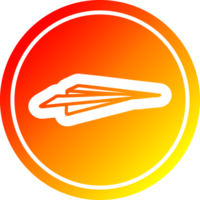 Papier Flugzeug kreisförmig Symbol mit warm Gradient Fertig png