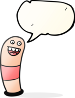 hand- getrokken toespraak bubbel tekenfilm worm png
