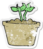 pegatina retro angustiada de una planta brotando de dibujos animados png