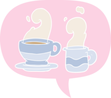 cartoon cup of coffee with speech bubble in retro style png