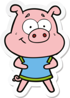 sticker of a happy cartoon pig png