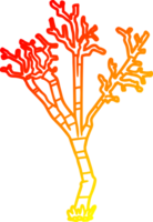 warm gradient line drawing of a cartoon winter tree png