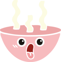 flat color retro cartoon of a bowl of hot soup png