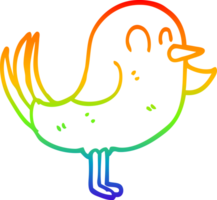 rainbow gradient line drawing of a cartoon bird pointing png