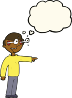 dessin animé, regarder, homme, à, a pensé bulle png