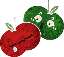 retro ilustración estilo dibujos animados de un jugoso manzana png