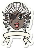 sticker of a elf rogue character face with banner png