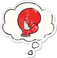 boxing glove cartoon  with thought bubble as a distressed worn sticker png