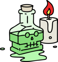 dessin animé d'une potion magique dans une bouteille fantaisie avec bougie png