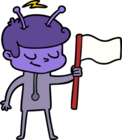 friendly cartoon spaceman with white flag png