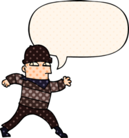 cartoon thief with speech bubble in comic book style png