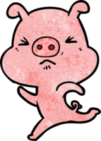 dessin animé cochon agacé en cours d'exécution png