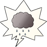 cartoon cloud raining with speech bubble in smooth gradient style png