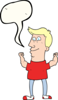 hand drawn speech bubble cartoon celebrating man png