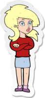 sticker of a cartoon woman with folded arms png