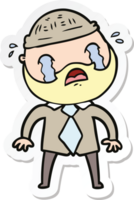 sticker of a cartoon bearded man crying png