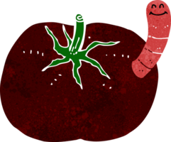 tomate de desenho animado com verme png