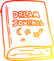 warm gradient line drawing of a cartoon dream journal png