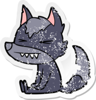 distressed sticker of a angry wolf cartoon png