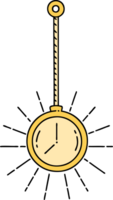 illustration of a traditional tattoo style gold pocket watch png