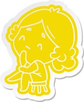 cartoon sticker of a cute kawaii lady png