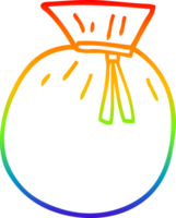 rainbow gradient line drawing of a cartoon tied sack png