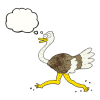 hand drawn thought bubble textured cartoon ostrich png