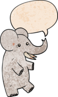 dibujos animados elefante con habla burbuja en retro textura estilo png