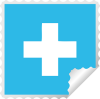 square peeling sticker cartoon of a addition symbol png