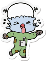 sticker of a weird cartoon alien pointing png