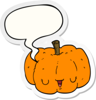 cartoon pumpkin with speech bubble sticker png