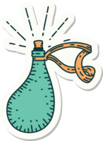 sticker of a tattoo style old leather water flask png