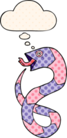 desenho animado serpente com pensamento bolha dentro quadrinho livro estilo png