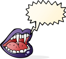 bouche de vampire de dessin animé avec bulle de dialogue png