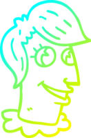 cold gradient line drawing of a cartoon human head png