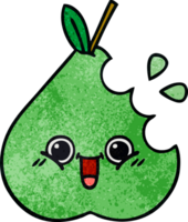 retro grunge texture cartoon of a green pear png