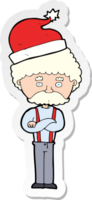 sticker of a cartoon old man in christmas hat png