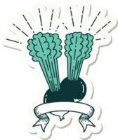 sticker of a tattoo style beets with leaves png