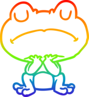 rainbow gradient line drawing of a frog waiting patiently png