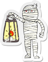 retro distressed sticker of a cartoon mummy png