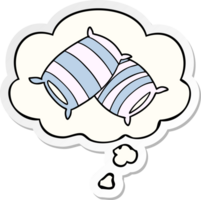 cartoon pillows with thought bubble as a printed sticker png